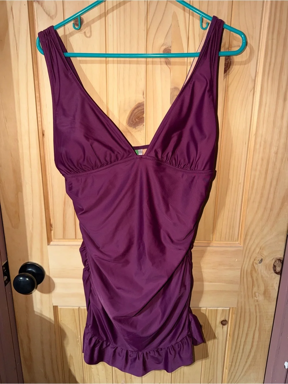 J. Crew Plum Ruffle Hem One-Piece Swimdress